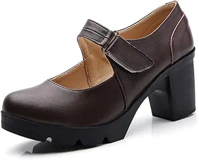 kkdom Women's T-Strap Mary Jane Pumps Oxfords Mid Block Heel Platform Court Dress Shoes