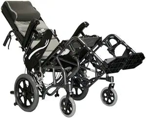 Karman Healthcare VIP515TP-18-E Foldable Tilt in Space, Diamond Black, 14" Rear Wheels and Elevating Legrests and 18" Seat Width