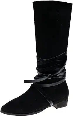 These Boots Were Made for Struttin': Fashion Women Flock Square Heels Non S