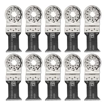 Fein StarLock E-Cut Standard Oscillating Saw Blade - Medium Waisted Shape 1-3/8" Width for All Wood, Drywall and Soft Plastics - Fits Most Multitools - 10-Pack - 63502133290