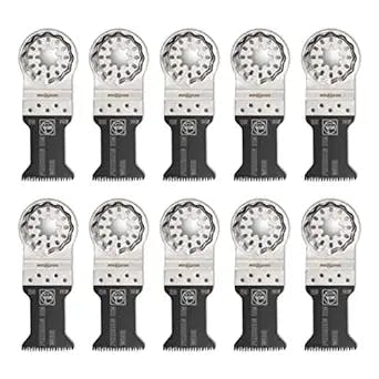 Fein StarLock E-Cut Precision BiMetal Oscillating Saw Blade - Narrow Waisted Shape 1-3/8" Width for All Woods, Drywall and Soft Plastics - Fits Most Multitools - 10-Pack - 63502205290
