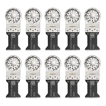 Fein StarLock E-Cut Precision BiMetal Oscillating Saw Blade - Narrow Waisted Shape 1-3/8" Width for All Woods, Drywall and Soft Plastics - Fits Most Multitools - 10-Pack - 63502205290