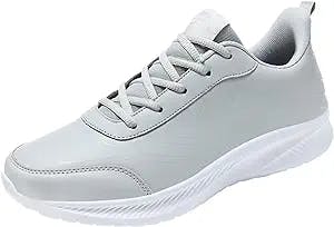Mens-Extra Wide Fit Trainers Walking Shoes Mens Shoes Large Size Casual Leather Print Laace UpCasual Fashion Simple Shoes Running Business (Grey, 12.5)