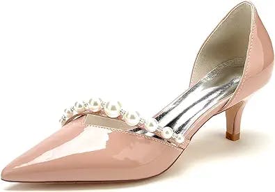 Slip-on Women's Wedding Shoes Versatile Dressy Court Shoes for Women Wide Fit Heeled Sandals Bridal Party Pumps Shoes Size 4-9.5 UK