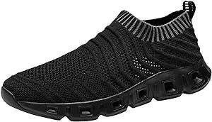 Men | Extra Wide Fit Trainers 2022 New Men's Hollow Flying Woven Lightweight Breathable Comfortable Decompression Fashion Handsome Sports Running Shoes for Men Walking (Black, 11)
