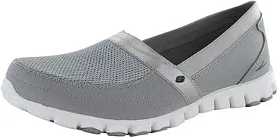 Skechers EZ Flex Take It Easy Womens Slip On Sneakers Wide Width Gray/White 8.5 W