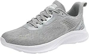 Men's Extra Wide Fit Trainers Couple Models Men's Spring and Autumn New Korean Version Breathable Lightweight Student Running Shoes Mesh Sports Casual Shoes for Men Running Hiking (A01-Grey, 10.5)