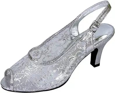 Floral Ashley Women's Wide Width Peep Toe Dress Slingback Shoes