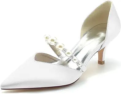 Heeled Sandals Wide Fit, Wedding Shoes for Bride Low mid Heel, Sandals with Arch Support for Women, Slip-on Closed Toes Court Shoes, Bridal Bridesmaid Shoes, Pumps Shoes