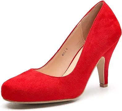 Mila Lady MOLI Round Toe Mid Heel Pump Shoes for Women