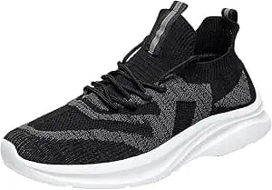 Men's Extra Wide Fit Trainers Walking Shoes Men's Shoes Large Size Fashion Casual Mesh Breathable Lace Up Casual Shoes Running Shoes for All Season (Z03-Black, 9)