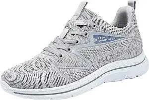 Men|Extra Wide Fit Trainers Fashion Summer and Autumn Casual Men Flat Lightweight Mesh Breathable Solid Color Business (Grey, 9)