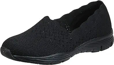 Skechers Women's Seager-Stat-Scalloped Collar, Engineered Skech-Knit Slip-on-Classic Fit Loafer