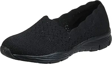 Skechers Women's Seager-Stat-Scalloped Collar, Engineered Skech-Knit Slip-on-Classic Fit Loafer