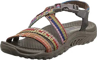 Slay Your Summer Look with Skechers Women's Reggae-Sew Me-Boho Woven Strappy Slingback Sandal