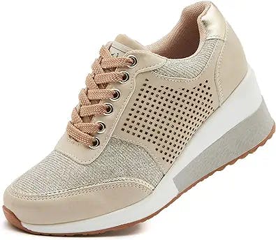 High Heeld Wedge Sneakers for Women - Ladies Hidden Sneakers Lace Up Shoes, Best Chioce for Casual and Daily Wear