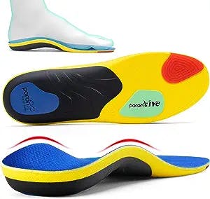TANSTC Professional Sport Insoles with Medium Arch Support and Shock Absorption for Plantar Fasciitis and Flat Feet Pain Relief in Men and Women, Orthotics Shoe Insert, Breathable & Anti-Slip, M