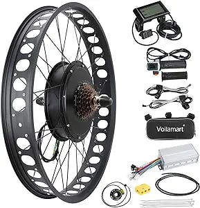 Voilamart 26" Electric Bicycle Conversion Kit Rear Wheel, with 3.23" Width Rim 48V 1500W E-Bike Hub Motor Kit with LCD Display, Intelligent Controller and PAS System, Restricted to 750W for Road Bike