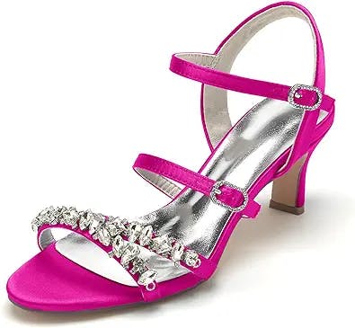 Wedding Shoes for Women Satin Fashion Summer Heeled Sandals Pumps: The Perf