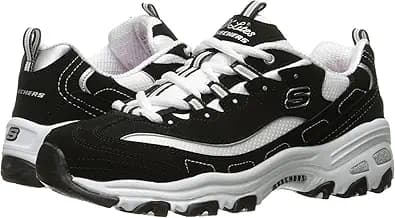 Skechers Women's D'Lites Wide Biggest Fan Sport Sneaker Shoes, Black/White, Size 7