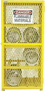 Durham Steel/Iron Horizontal Cylinder Storage Cabinet, EGCC8-50, 8 Cylinder Capacity, 30" Length x 30" Width x 71-3/4" Height, Yellow Powder Coat Finish