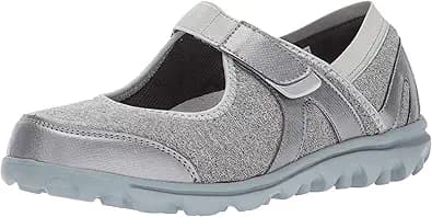 Propet Women's Onalee Mary Jane Flat, Grey/Silver, 6 XX-Wide